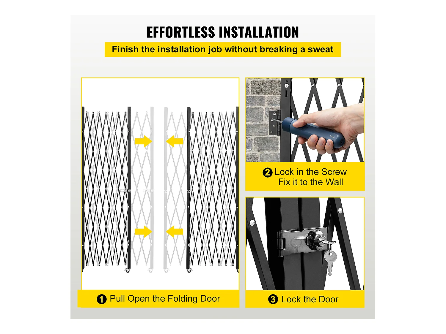 Barrière de Sécurité Double Pliante SucceBuy, 198.12cm H x 365.76cm W, Porte Pliante, Porte à Ciseaux