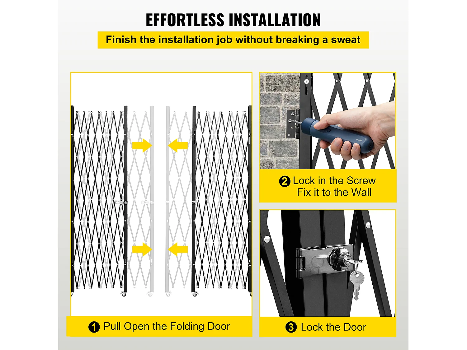 Puerta de Seguridad Plegable Doble SucceBuy, 198.12cm H x 365.76cm W, Puerta Plegable, Puerta de Tijera