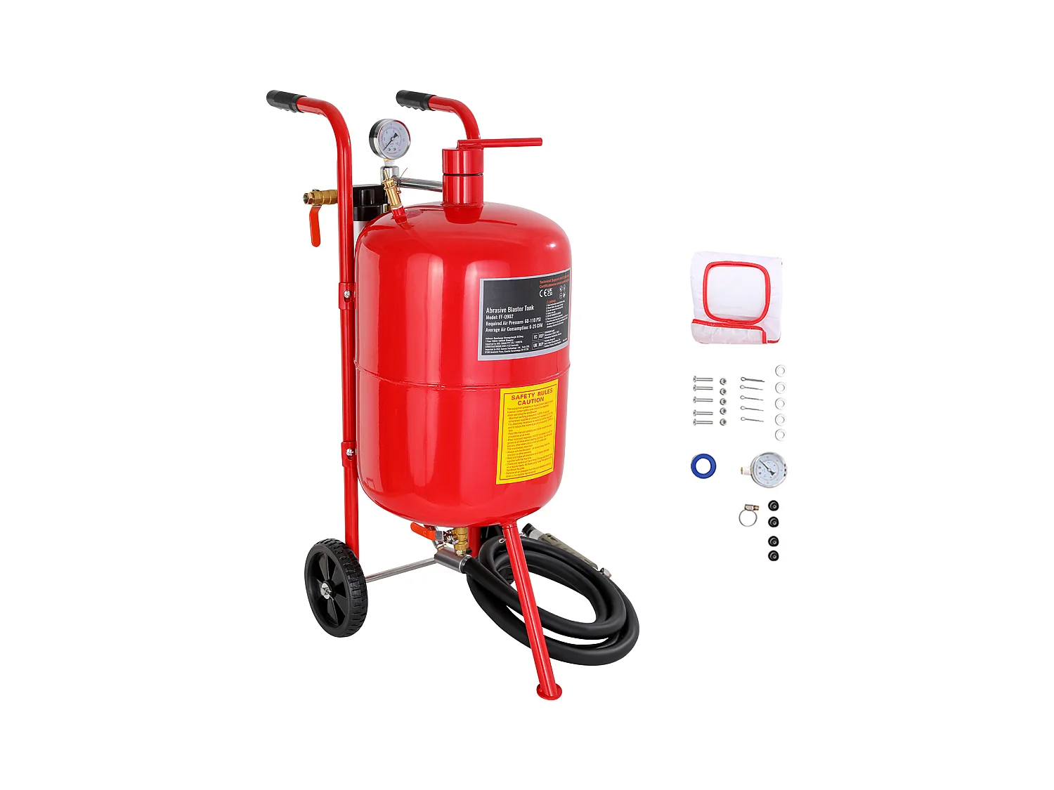 Máquina Pulidora de Arena de 10 galones SucceBuy, Pulidora de Arena Neumática Portátil, Abrasivo para Medios, 60-110 PSI