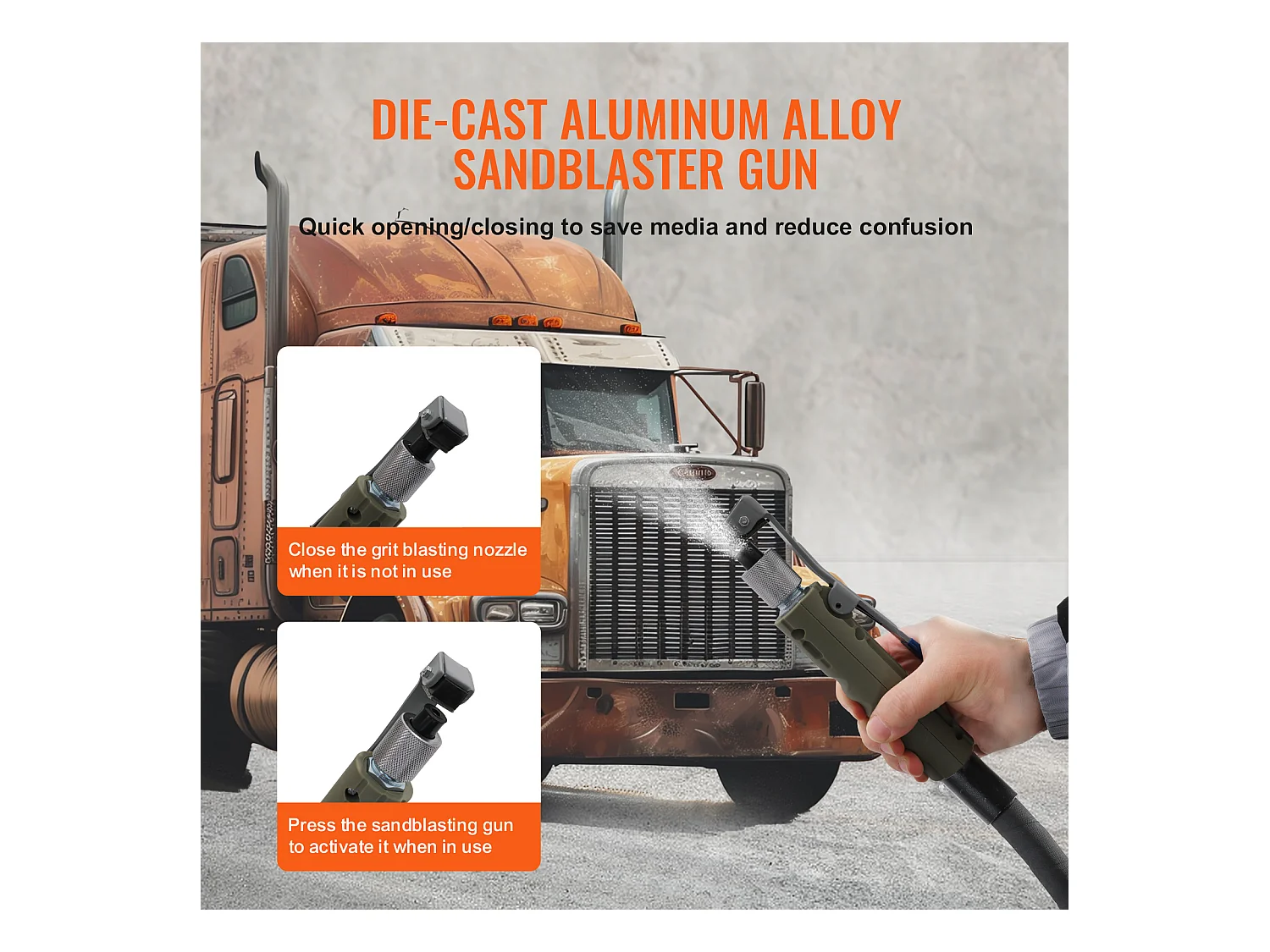 Máquina Pulidora de Arena de 10 galones SucceBuy, Pulidora de Arena Neumática Portátil, Abrasivo para Medios, 60-110 PSI