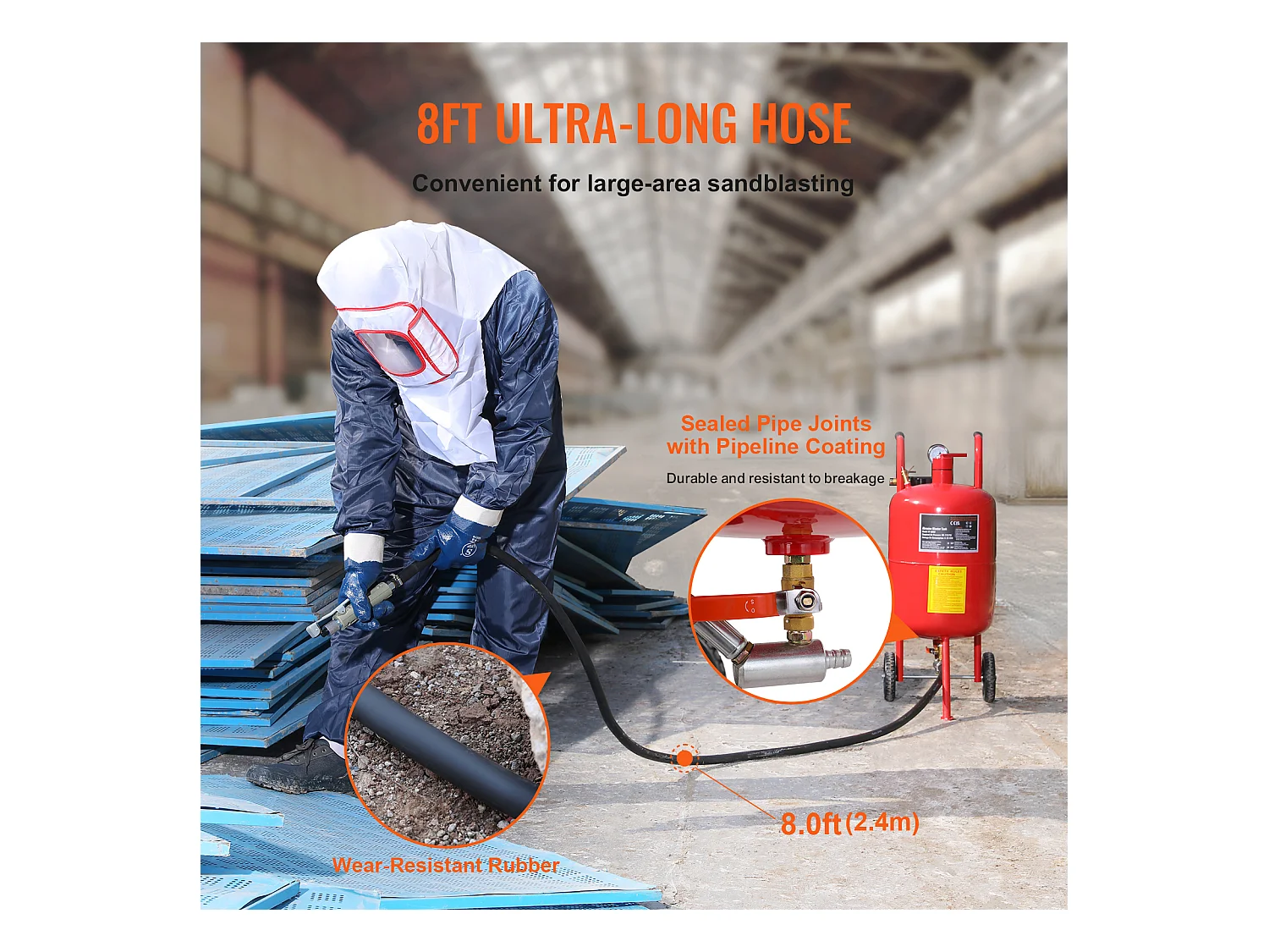 Máquina Pulidora de Arena de 10 galones SucceBuy, Pulidora de Arena Neumática Portátil, Abrasivo para Medios, 60-110 PSI