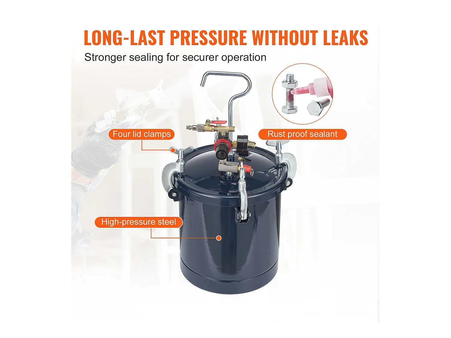 Spray Paint Pressure Pot SucceBuy, 10L/2,5gal, Ugelli da 1,5 mm e 4 mm, Doppie Pistole a Spruzzo