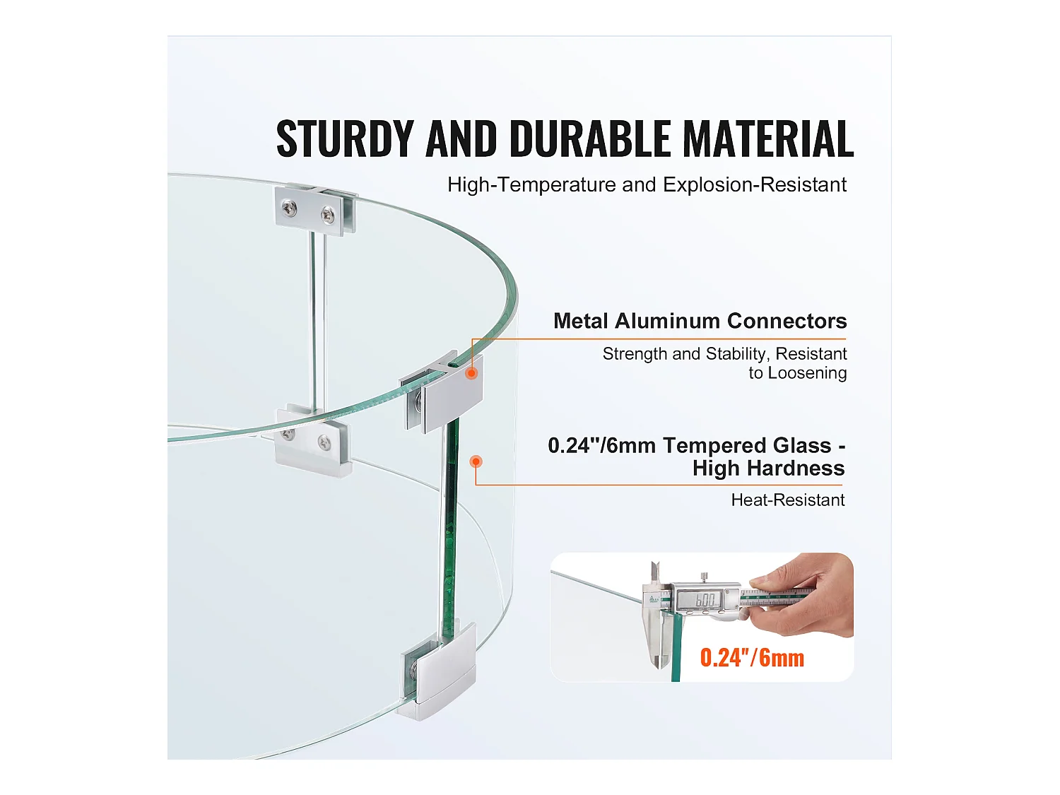 Pare-Vent SucceBuy Pare-Vent pour Foyer Extérieur 435 x 170 mm, Pare-flammes en Verre Trempé de 6 mm D'épaisseur