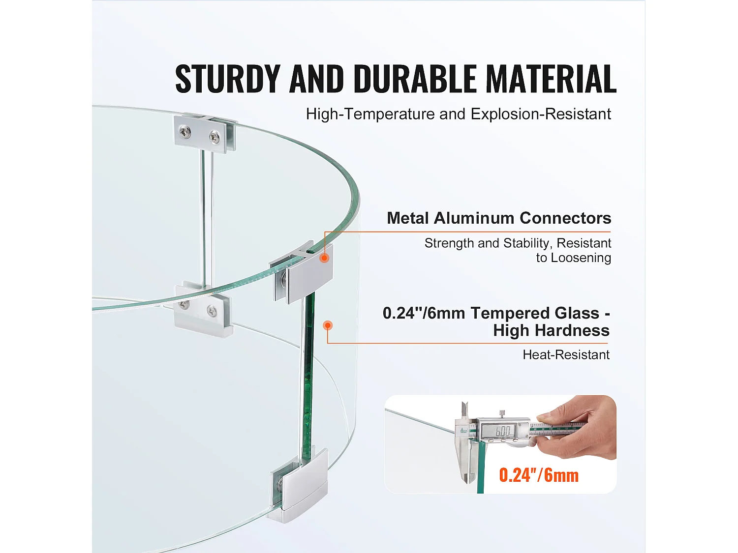 Pare-Vent SucceBuy Pare-Vent pour Foyer Extérieur 435 x 170 mm, Pare-flammes en Verre Trempé de 6 mm D'épaisseur