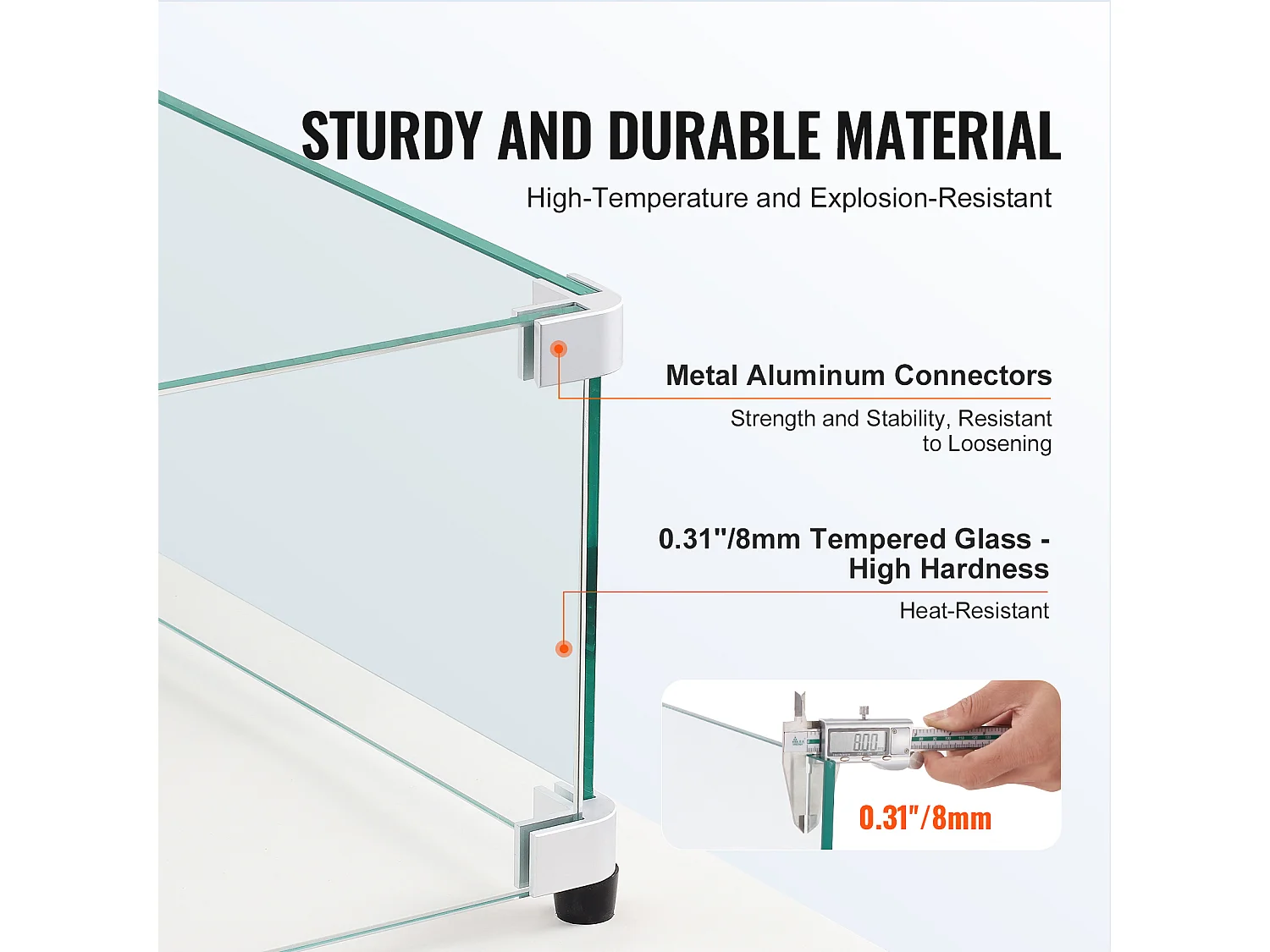 Pare-Vent SucceBuy Pare-Vent pour Foyer en Verre Trempé 798 x 317 x 165 mm, Bouclier de 8 mm D'épaisseur