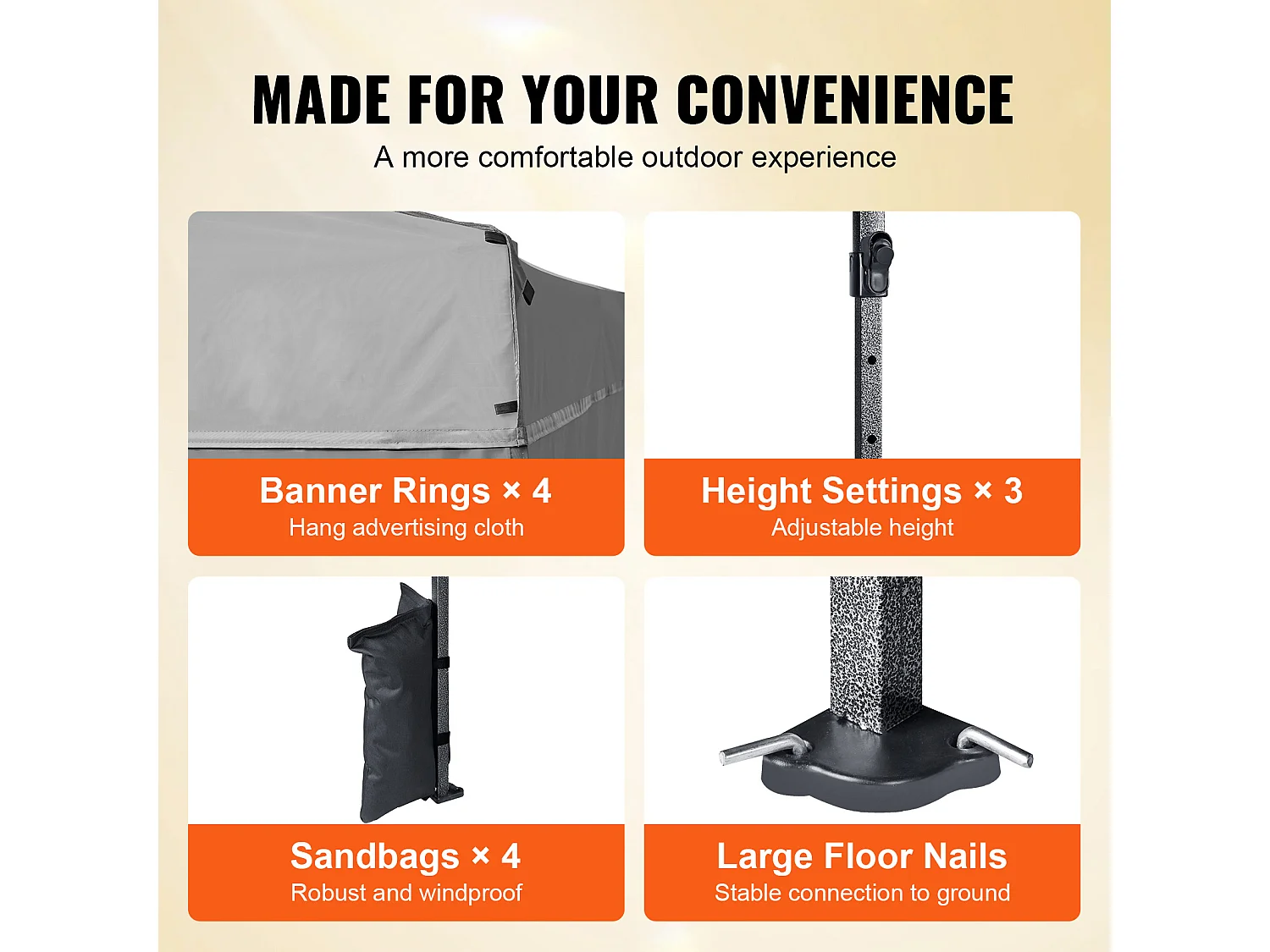 Tonnelle Barnum Pop-up, SucceBuy Tente à Baldaquin Escamotable 304.8x304.8 CM avec Parois Latérales pour une Utilisation en Extérieur Gris Foncé