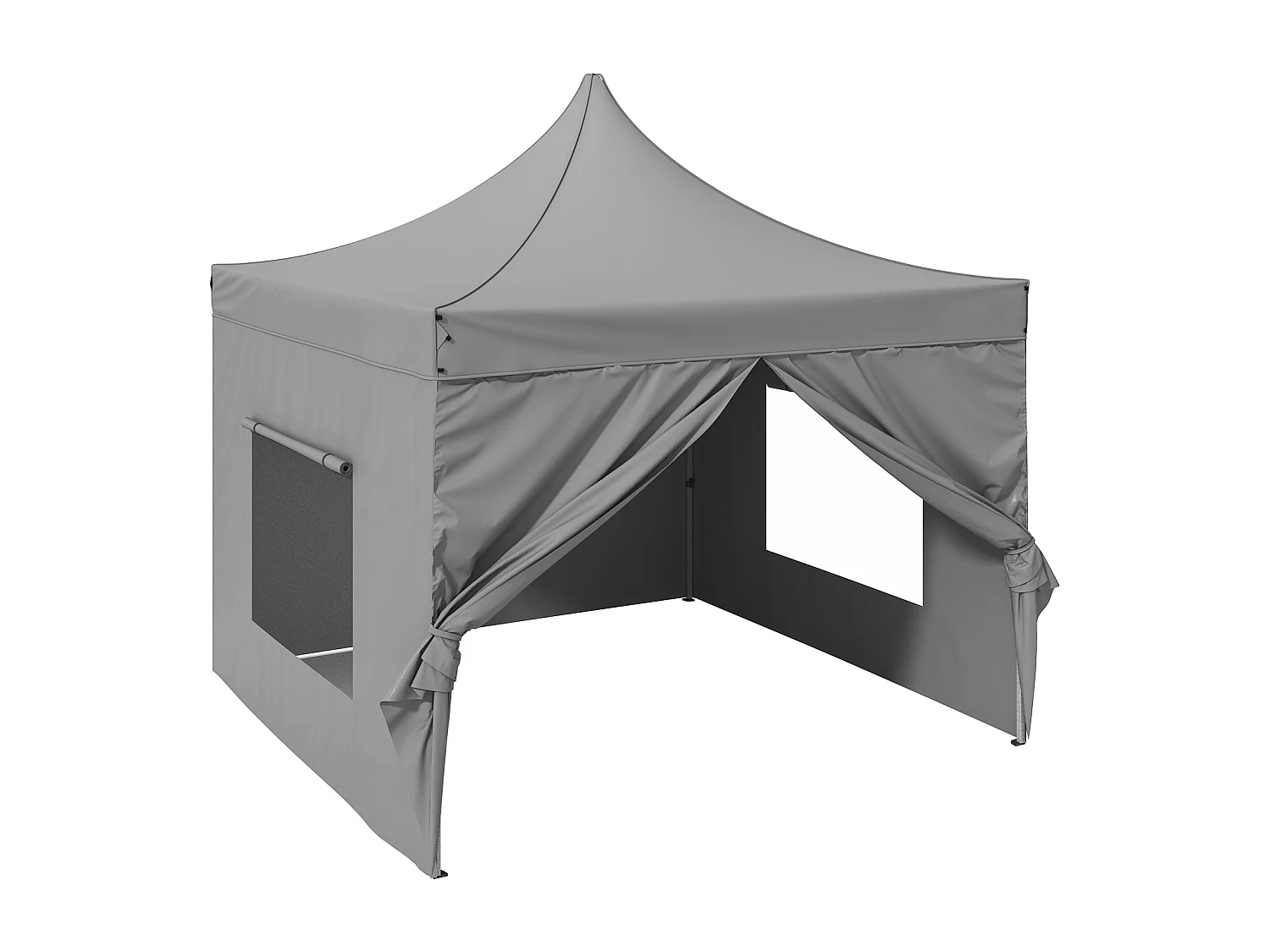Tonnelle Barnum Pop-up, SucceBuy Tente à Baldaquin Escamotable 304.8x304.8 CM avec Parois Latérales pour une Utilisation en Extérieur Gris Foncé