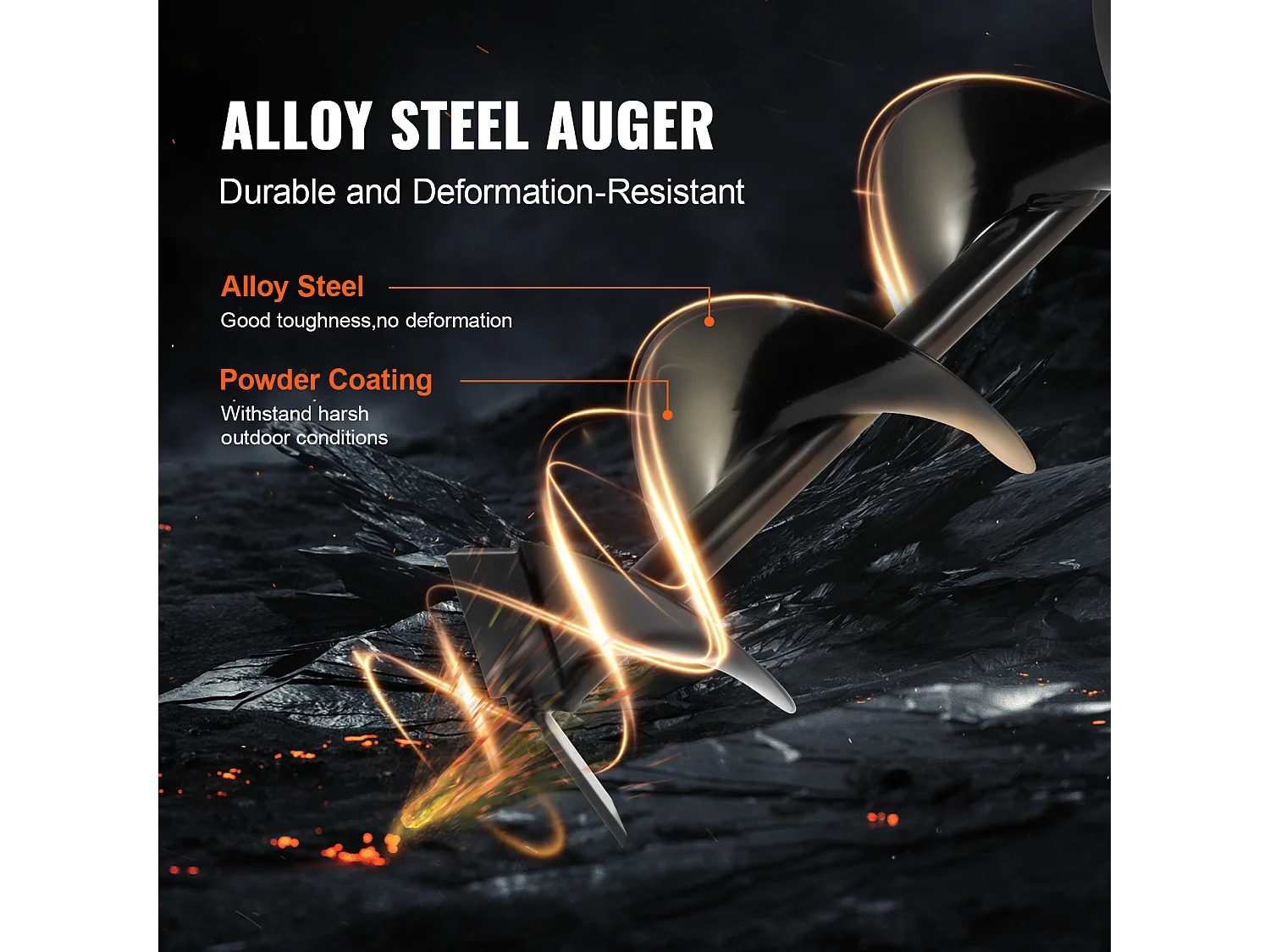 Tarière À Gaz SucceBuy 52CC 1450W Avec Forets De 15.2cm Et 25.4cm Et 3 Tiges D'Extension