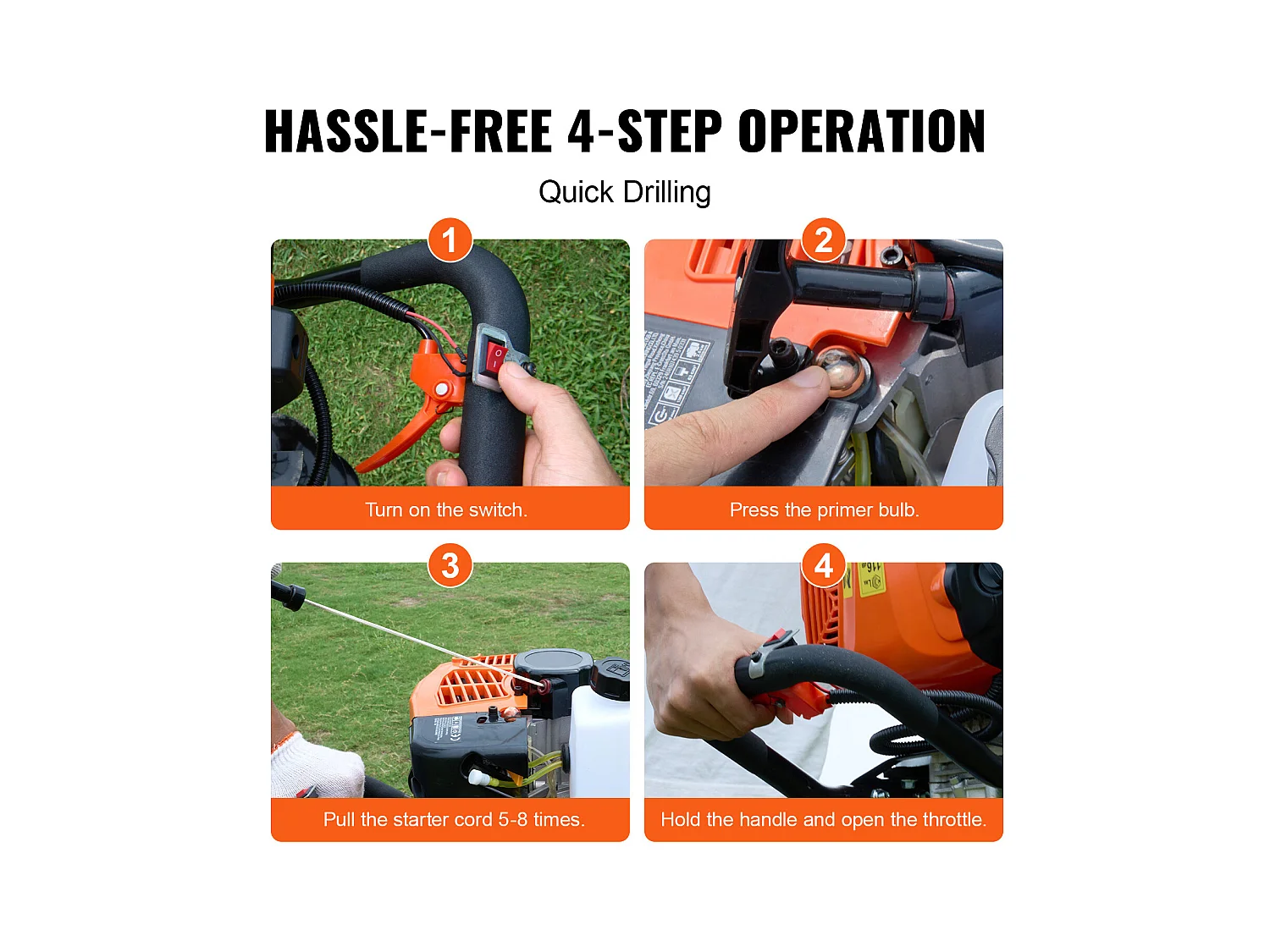 Tarière à Essence Thermique, SucceBuy Tarière à Gaz 63CC 2400W Forets 20.32 CM et Tige D'extension