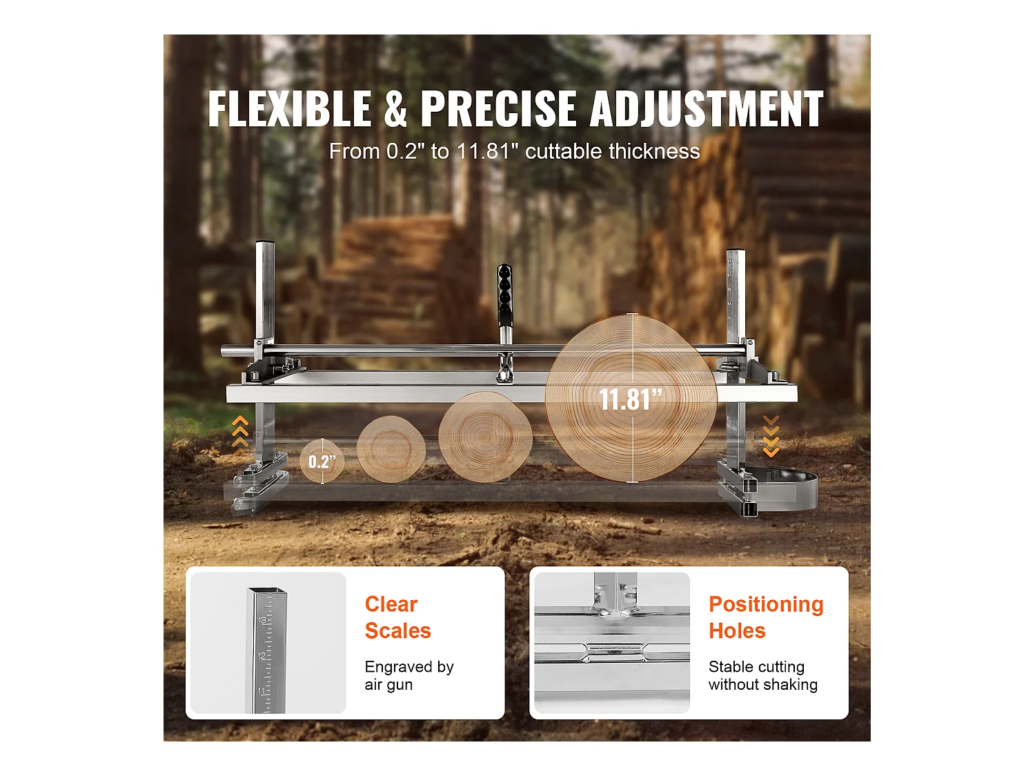 Scie à Chaîne Portable SucceBuy, barre de Guidage 35.6 -91.4cm, épaisseur de coupe 5.1-30cm