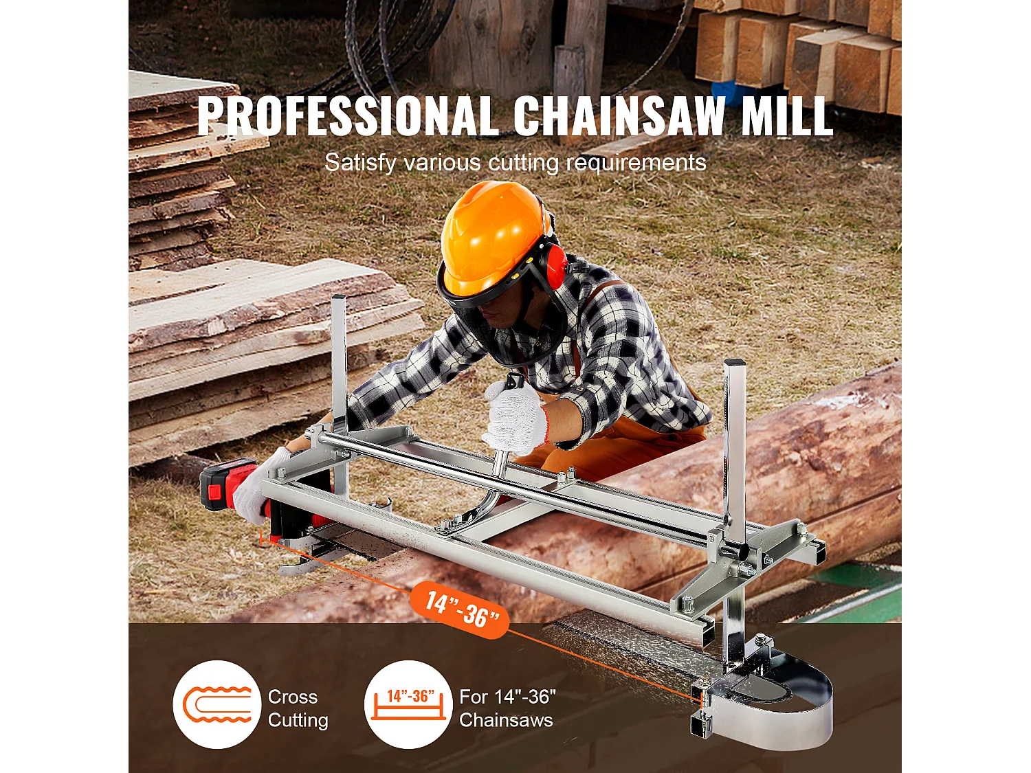 Scie à Chaîne Portable SucceBuy, barre de Guidage 35.6 -91.4cm, épaisseur de coupe 5.1-30cm