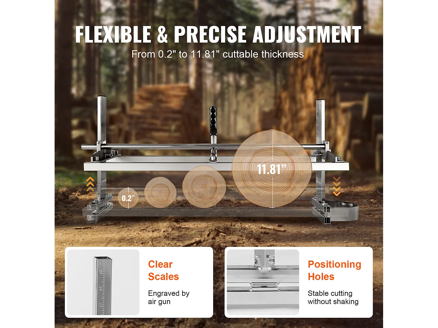 Scie à Chaîne Portable SucceBuy, barre de Guidage 35.6 -91.4cm, épaisseur de coupe 5.1-30cm