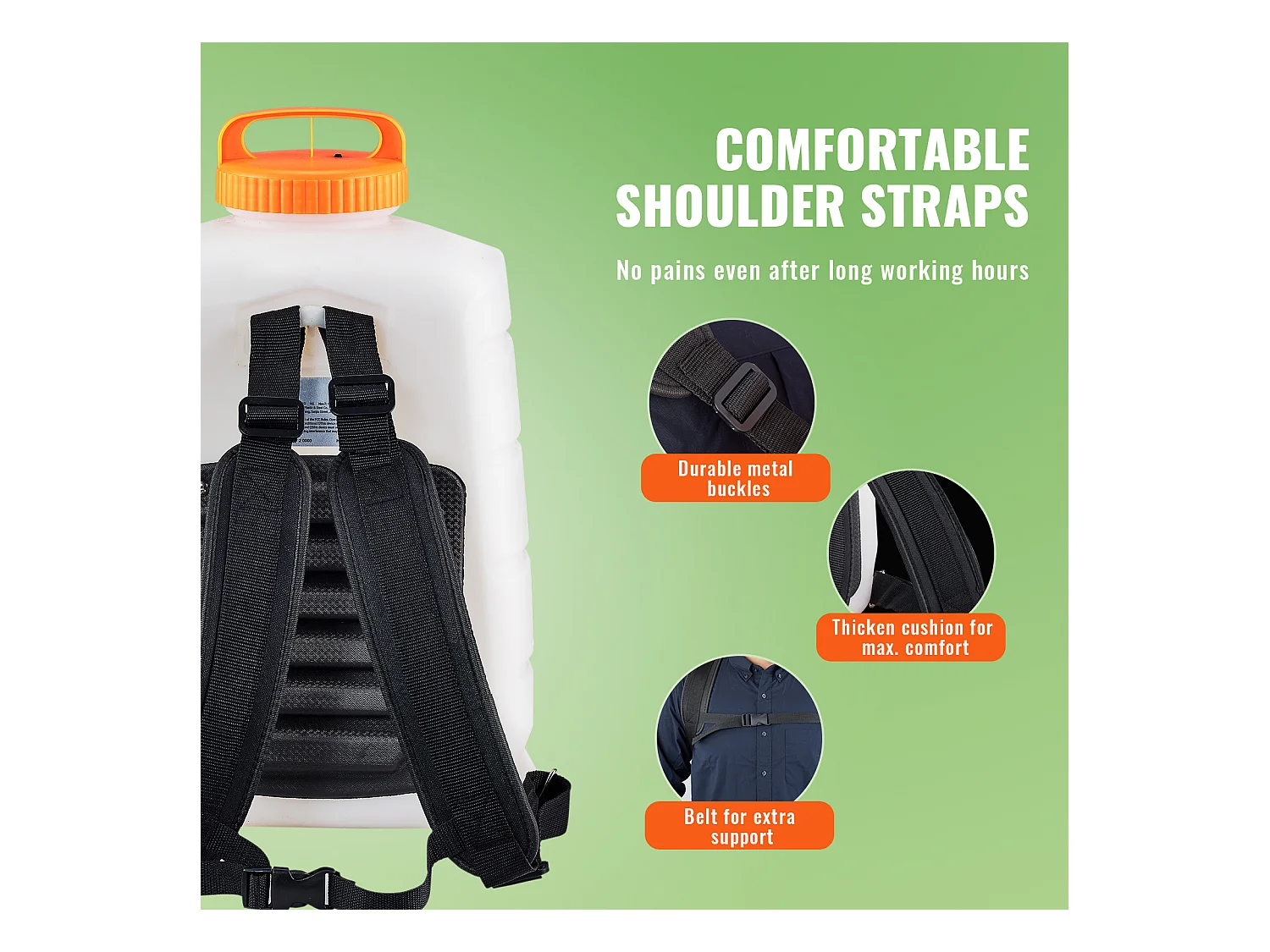 Pulvérisateur à Dos Alimenté par Batterie SucceBuy, Réservoir de 4 Gal, Pression Réglable de 0 à 90 Psi, pour le Jardinage et l'Utilisation en Extérieur