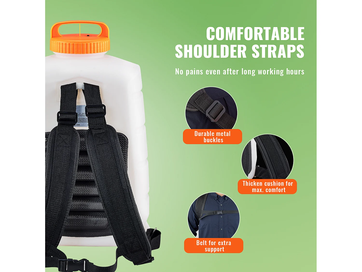 Pulvérisateur à Dos Alimenté par Batterie SucceBuy, Réservoir de 4 Gal, Pression Réglable de 0 à 90 Psi, pour le Jardinage et l'Utilisation en Extérieur