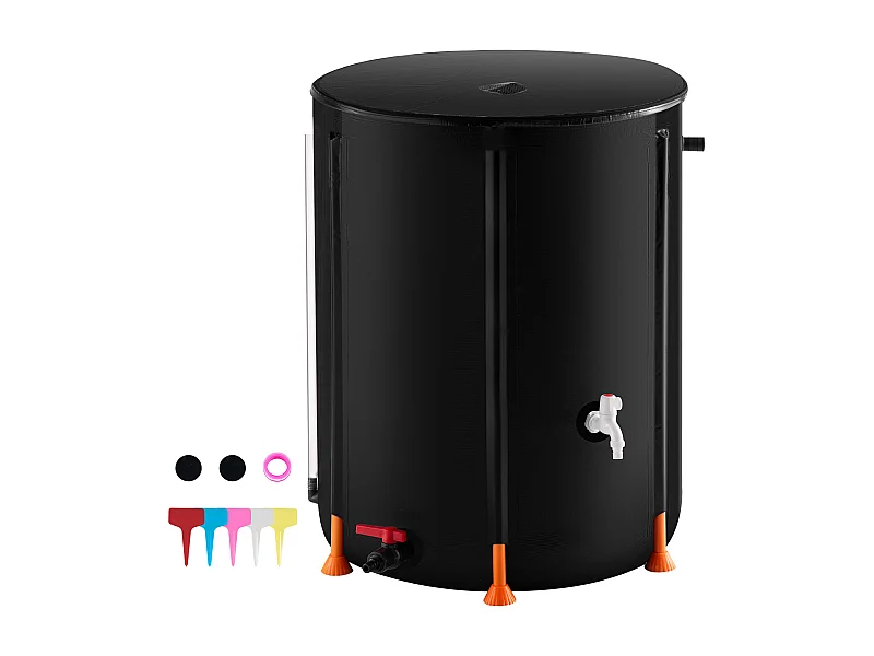 Wateropvang SucceBuy Plooibare Regenbak van 0,454609m³, Regenwateropvang met Kranen En Overloop-Kit