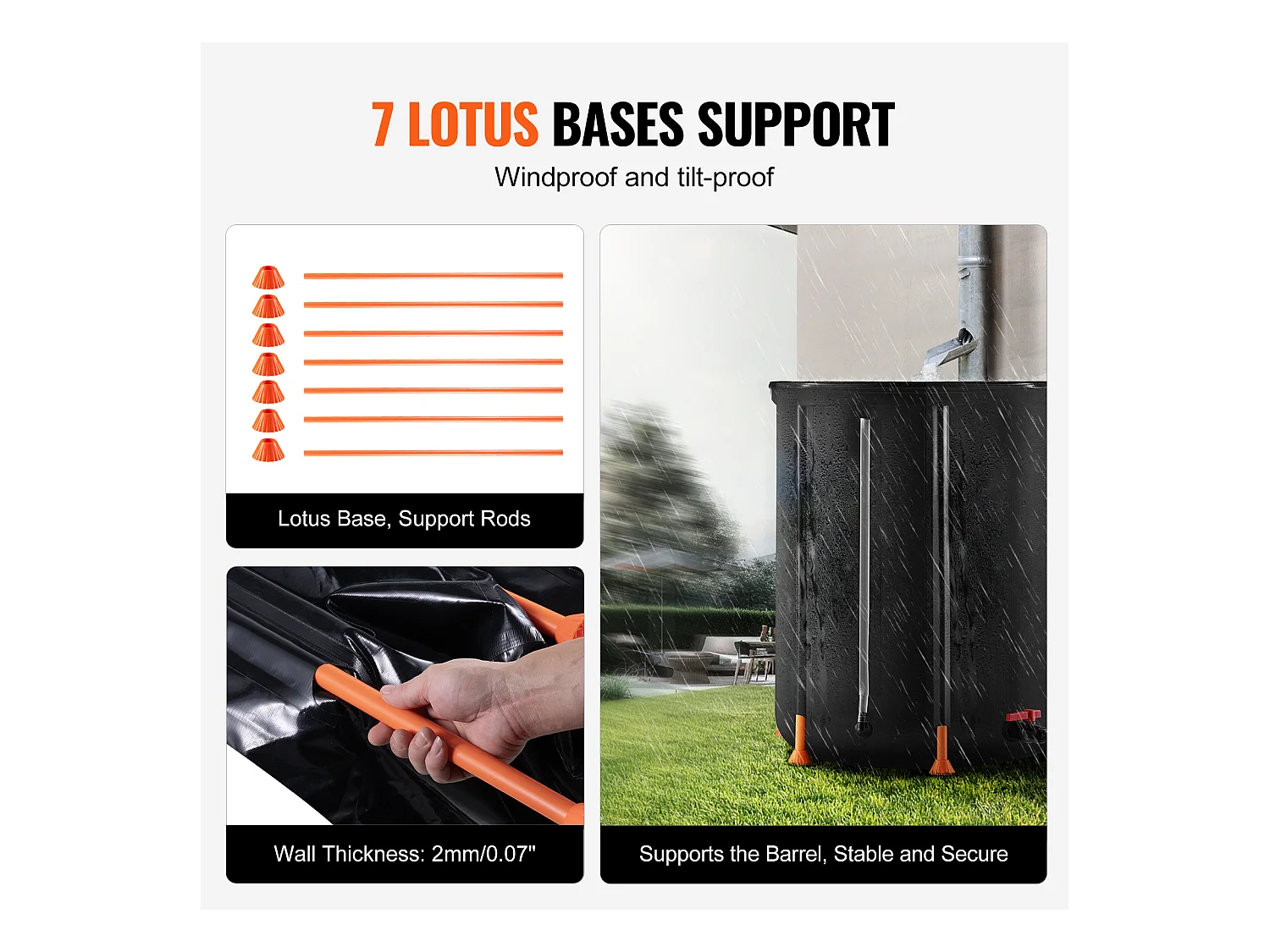 Récupérateur D'Eau SucceBuy Baril de Pluie Pliable de 0,454609m³, Récupérateur de Pluie avec Robinets Et Kit de Trop-Plein