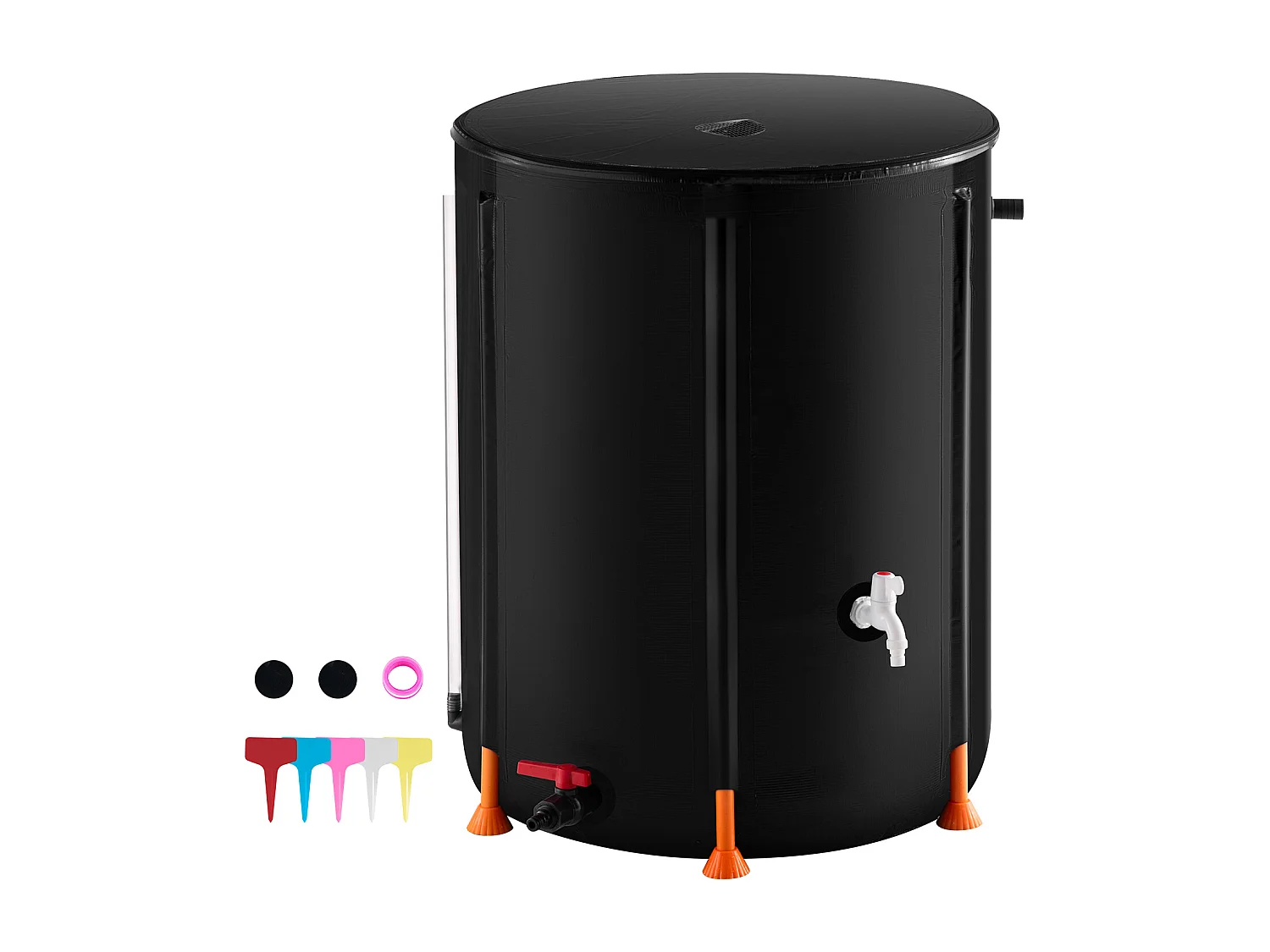 Récupérateur D'Eau SucceBuy Baril de Pluie Pliable de 0,454609m³, Récupérateur de Pluie avec Robinets Et Kit de Trop-Plein