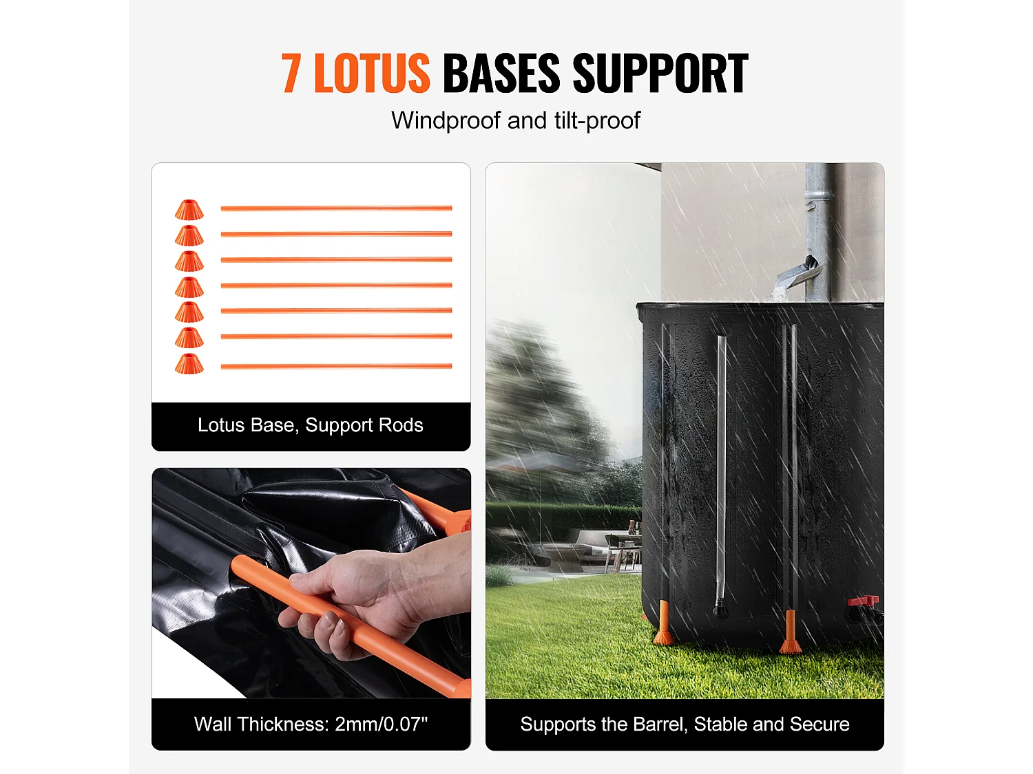 Récupérateur D'Eau SucceBuy Baril de Pluie Pliable de 0,454609m³, Récupérateur de Pluie avec Robinets Et Kit de Trop-Plein