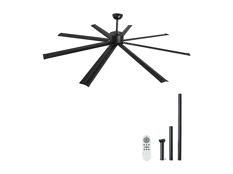 Ventilador SucceBuy Ventilador de Teto 213 CM sem Luz, Telecomando 6 Velocidades, 8 Pás em Alumínio, Ventilador Externo Embutido Moderno