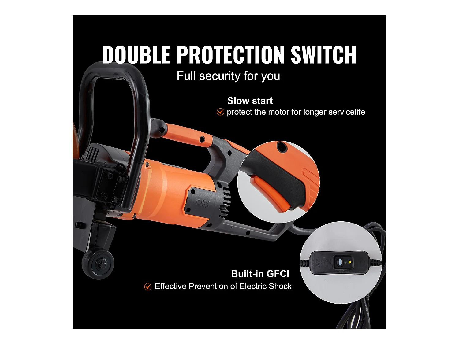 Serra Elétrica de Betão SucceBuy Serra Elétrica de Betão de 22.8CM, Húmido/Seco, com Bomba de Água e Lâmina