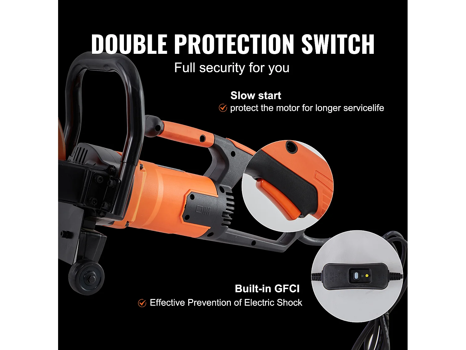 Scie à Béton Électrique SucceBuy 22.8CM, Humide/Sec, avec Pompe à Eau et Lame