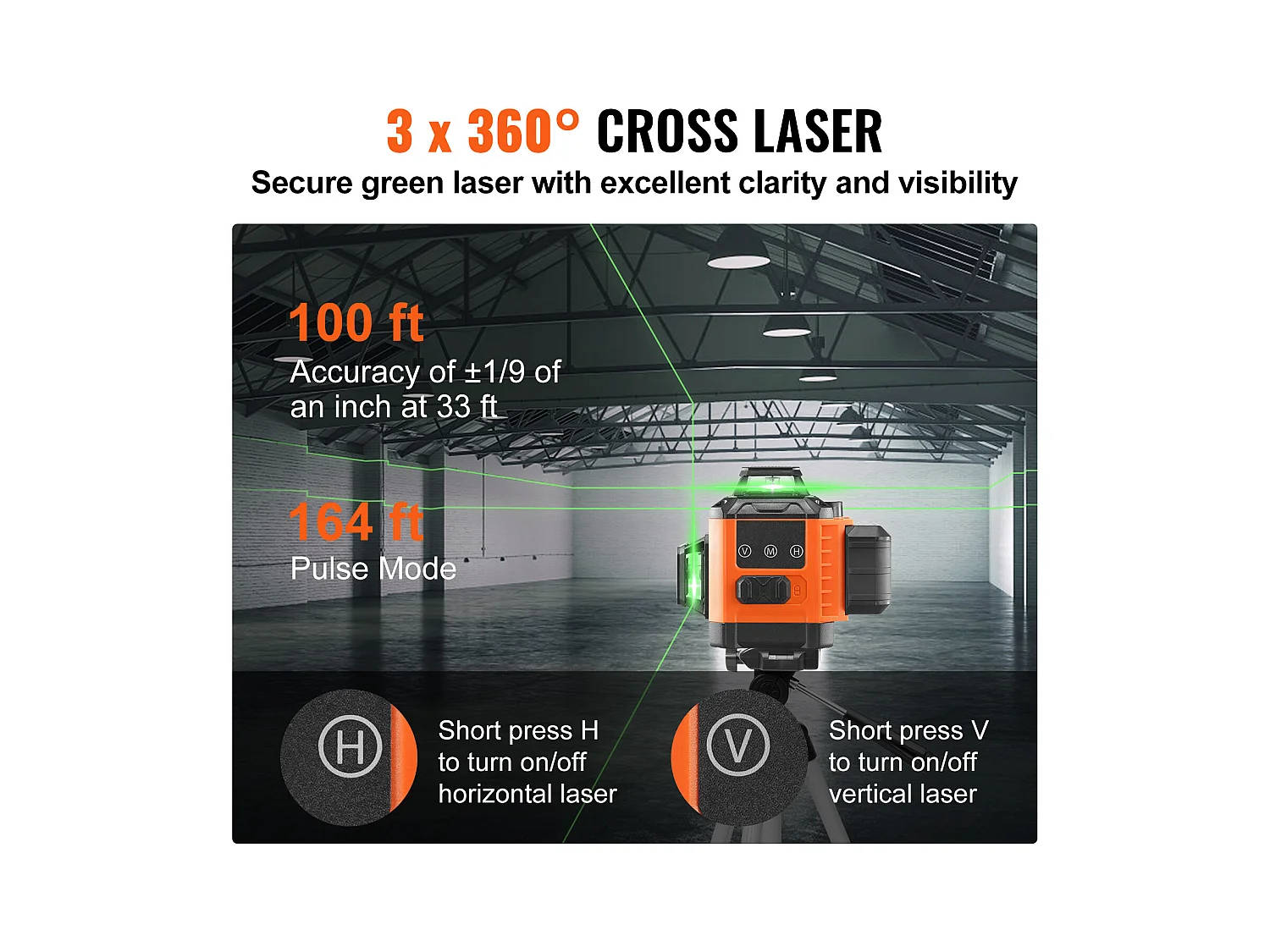 Niveau Laser, SucceBuy Niveau Laser 3048 CM Ligne Croisée Verte Autonivelante Haute Précision