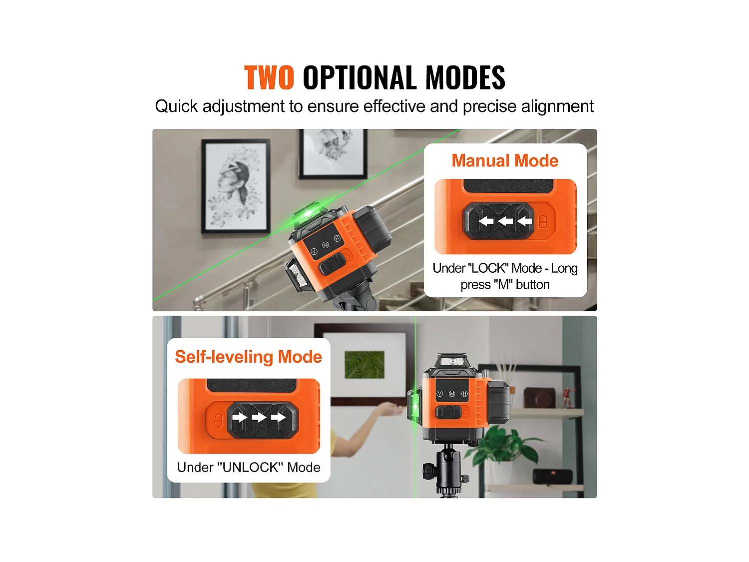 Niveau Laser, SucceBuy Niveau Laser 3048 CM Ligne Croisée Verte Autonivelante Haute Précision