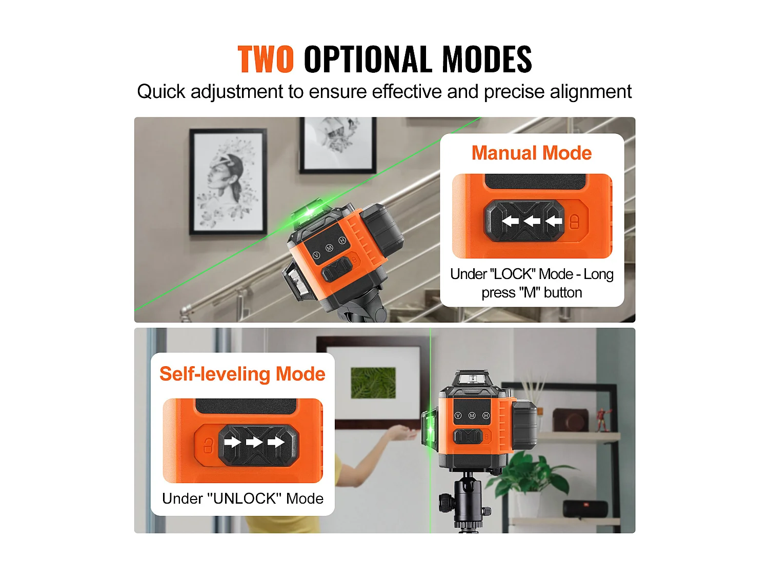 Niveau Laser, SucceBuy Niveau Laser 3048 CM Ligne Croisée Verte Autonivelante Haute Précision