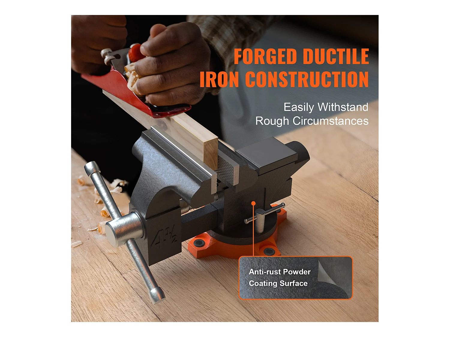 Étau d'Établi SucceBuy de 11.4cm avec Enclume, Base Pivotante à 240 °, Étau Polyvalent Robuste
