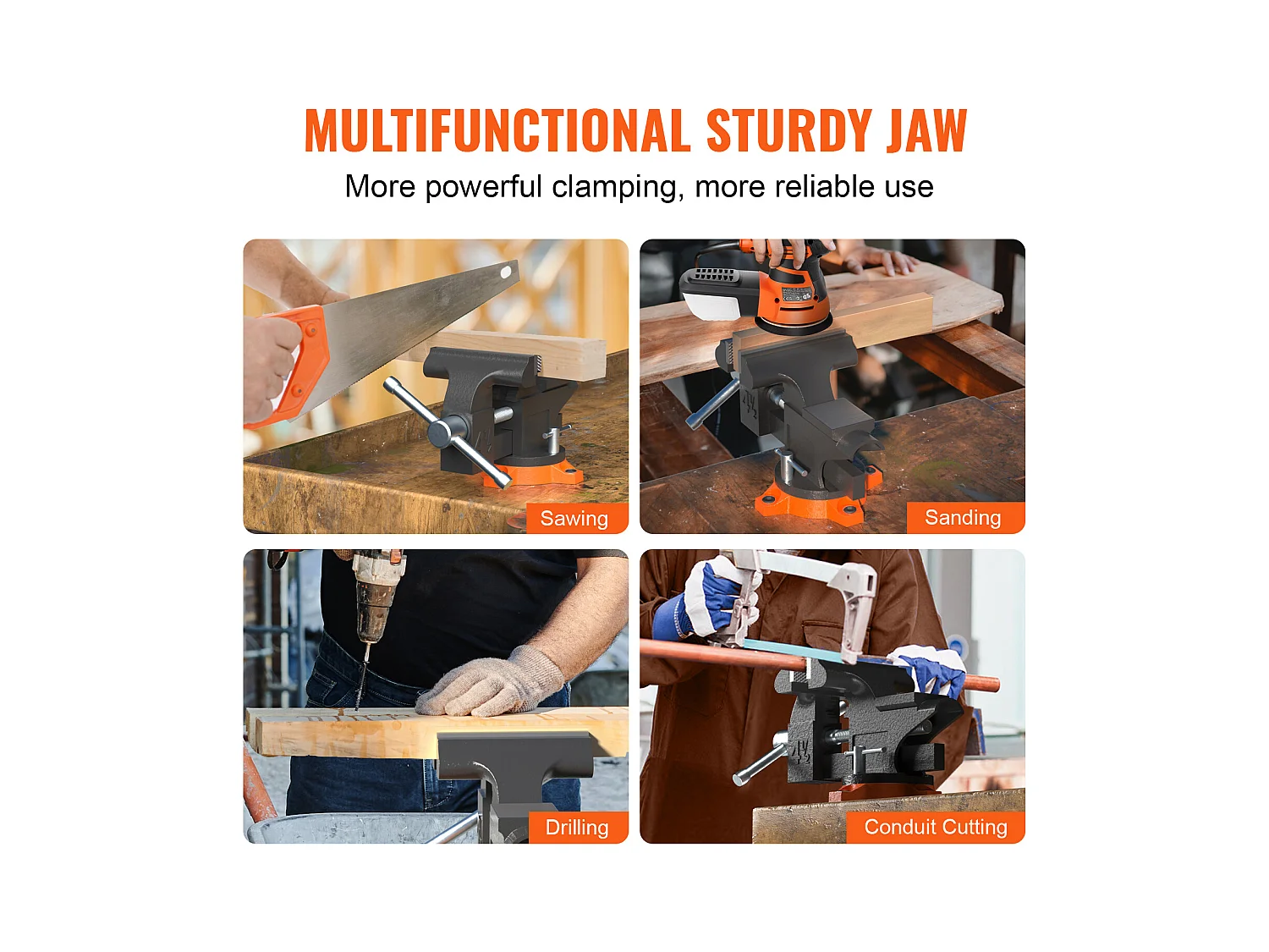 Étau d'Établi SucceBuy de 11.4cm avec Enclume, Base Pivotante à 240 °, Étau Polyvalent Robuste