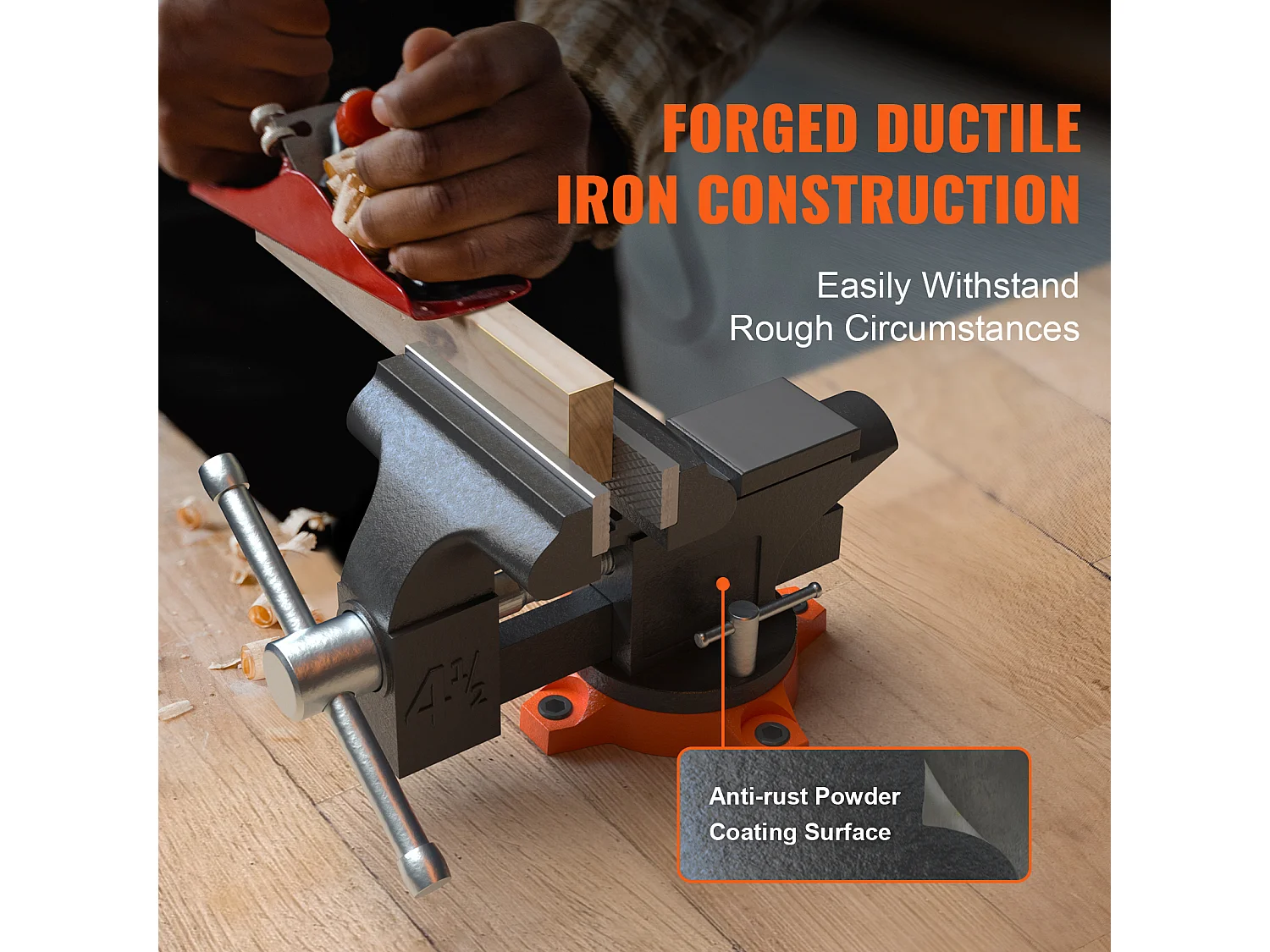 Étau d'Établi SucceBuy de 11.4cm avec Enclume, Base Pivotante à 240 °, Étau Polyvalent Robuste