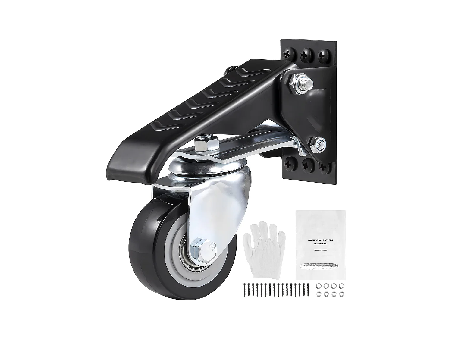 Ensemble de Roulettes pour Établi SucceBuy, Roues Rétractables Robustes, Charge de 165 lb, Lot de 4