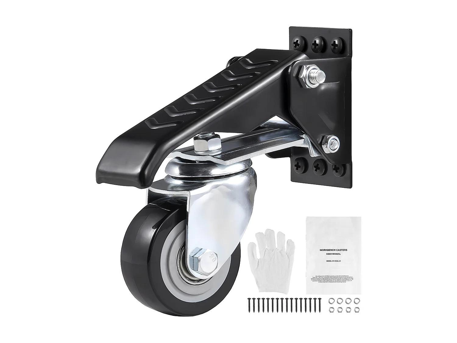 Ensemble de Roulettes pour Établi SucceBuy, Roues Rétractables Robustes, Charge de 165 lb, Lot de 4