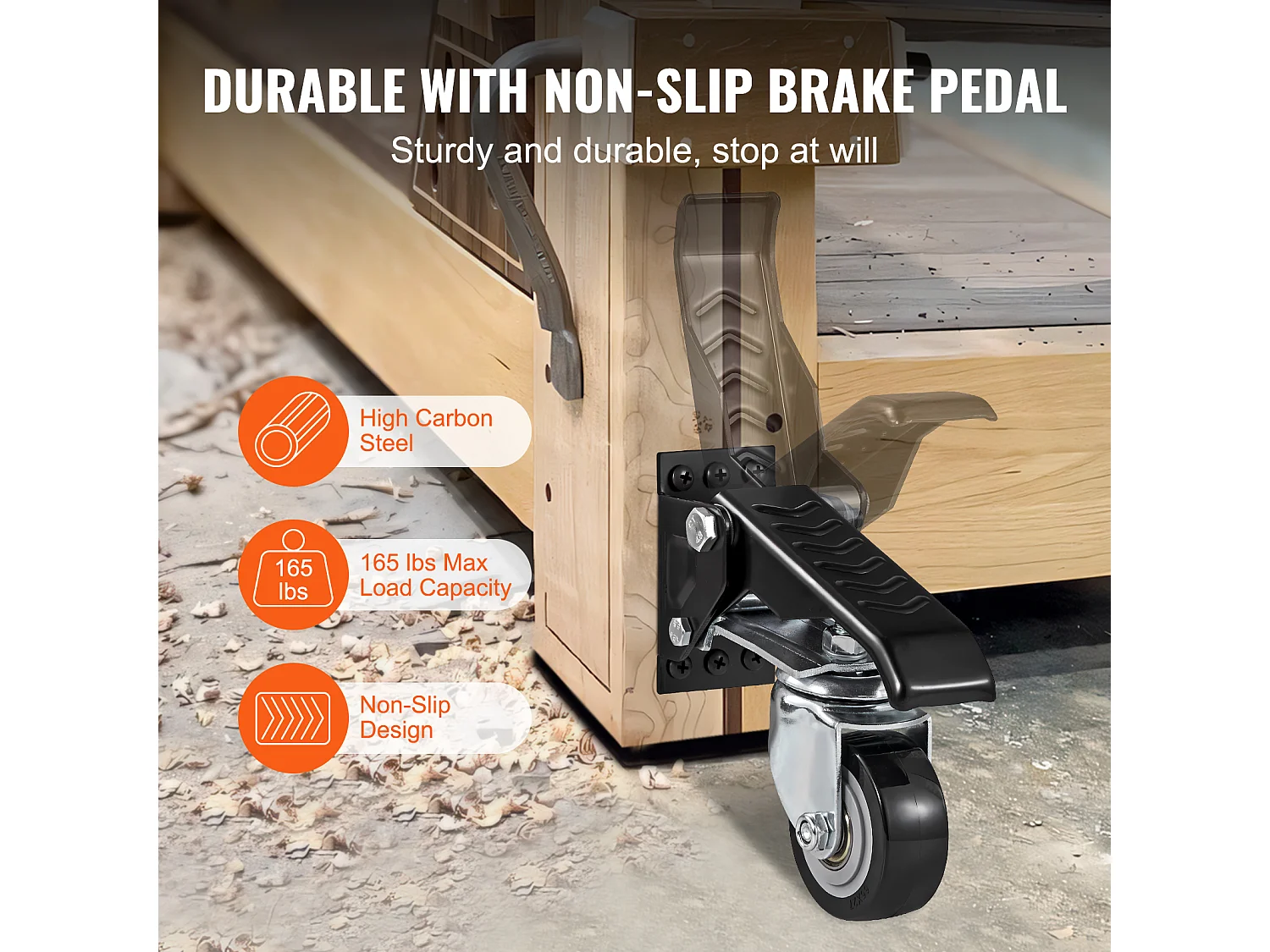 Ensemble de Roulettes pour Établi SucceBuy, Roues Rétractables Robustes, Charge de 165 lb, Lot de 4