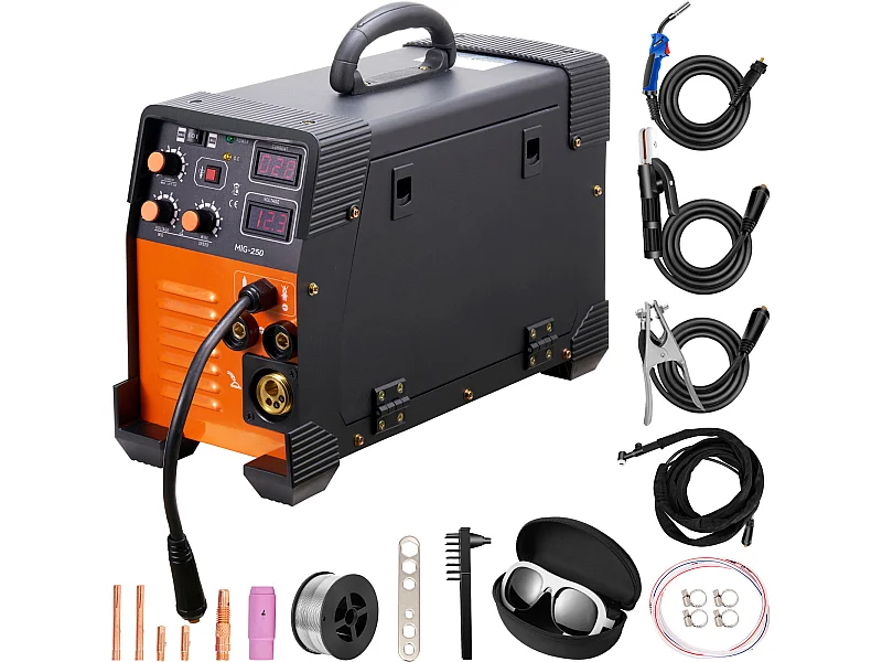 MIG-Schweißmaschine SucceBuy 250A 3-in-1 Schweißmaschine 220V TIG MMA Stick DC Inverter Schweißer mit Digitalanzeige