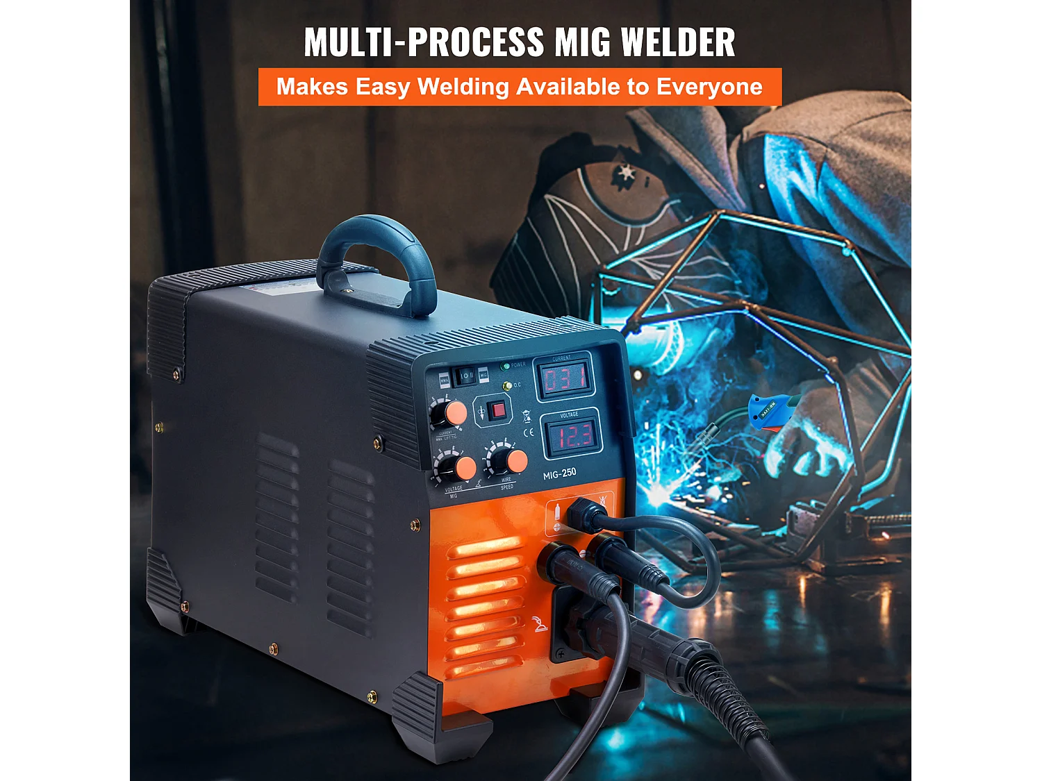 Machine à Souder MIG SucceBuy 250A 3 en 1 Machine à souder 220 V TIG MMA Stick IGBT DC Inverter Soudeur Affichage Numérique