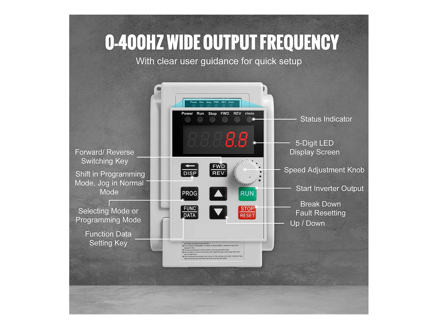 Variador de Frecuencia SucceBuy VFD de 2,2 KW, 10 A y 3 HP para Control de Motores Trifásicos