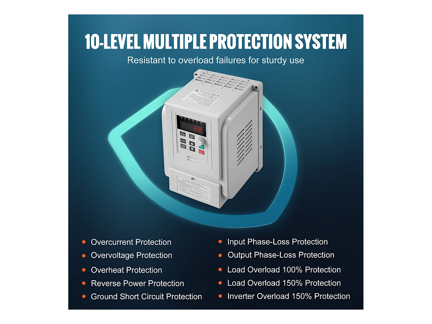 Variador de Frecuencia SucceBuy VFD de 2,2 KW, 10 A y 3 HP para Control de Motores Trifásicos