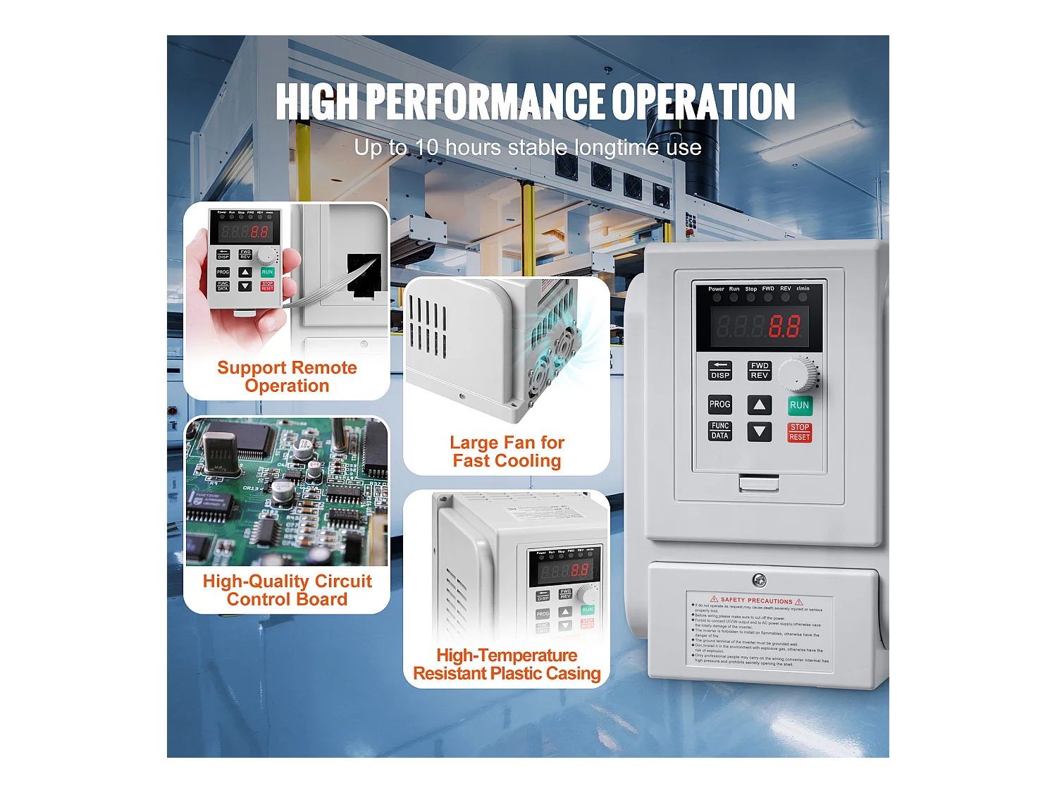 Variador de Frecuencia SucceBuy VFD de 2,2 KW, 10 A y 3 HP para Control de Motores Trifásicos