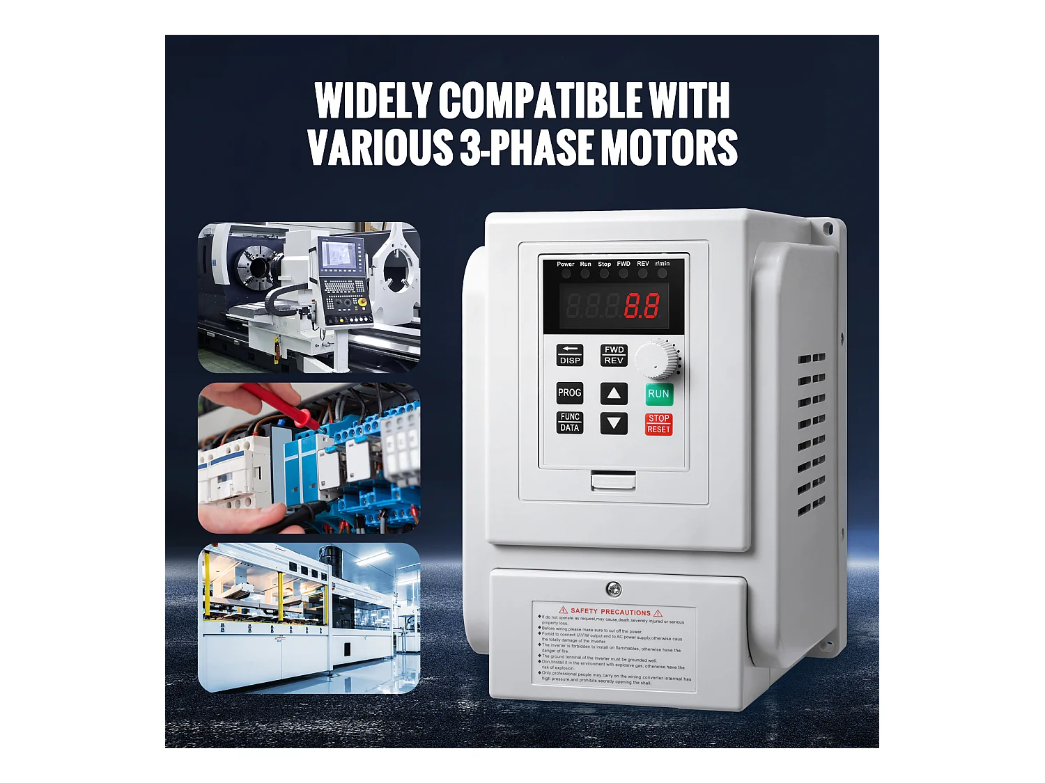 Variador de Frecuencia SucceBuy VFD de 2,2 KW, 10 A y 3 HP para Control de Motores Trifásicos