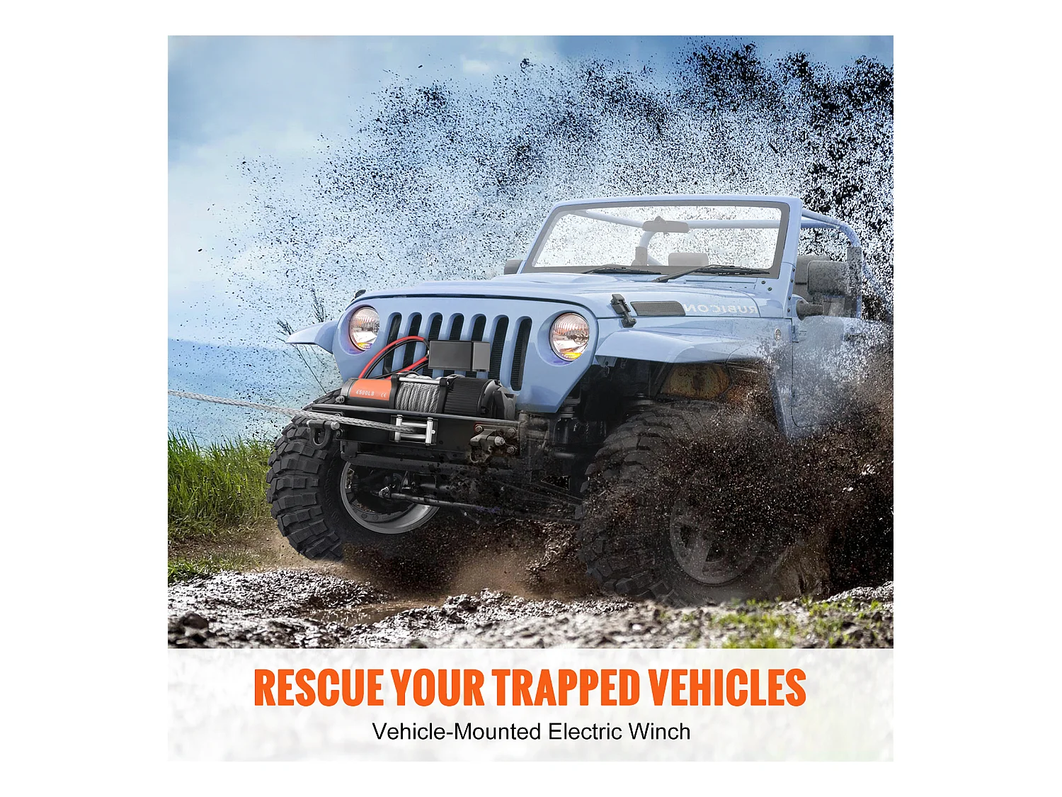 Treuil Électrique SucceBuy 12 V 4 500 lb avec Câble en Acier et Télécommande Portative IP55