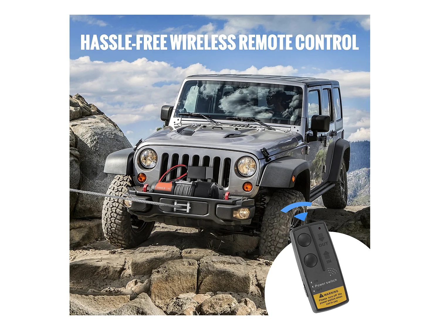 Treuil Électrique SucceBuy 12 V 4 500 lb avec Câble en Acier et Télécommande Portative IP55