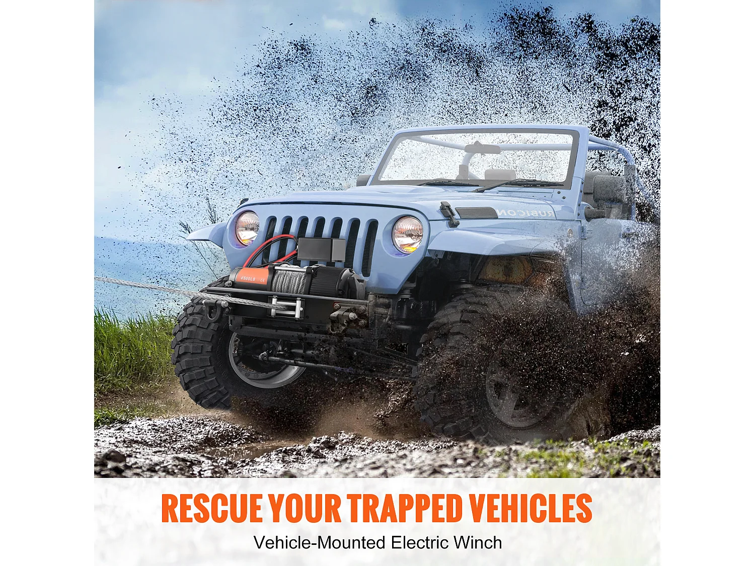 Treuil Électrique SucceBuy 12 V 4 500 lb avec Câble en Acier et Télécommande Portative IP55