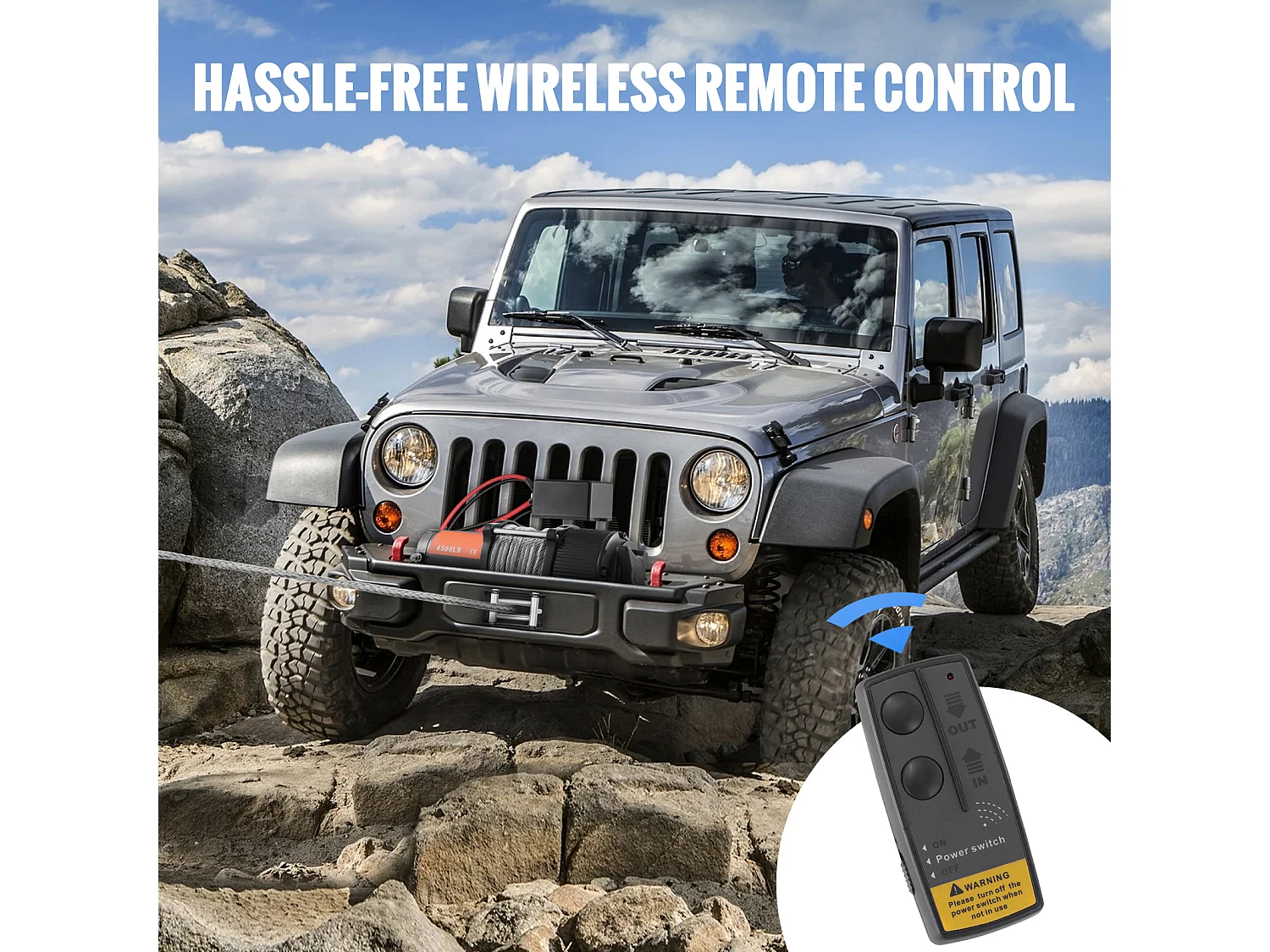 Treuil Électrique SucceBuy 12 V 4 500 lb avec Câble en Acier et Télécommande Portative IP55