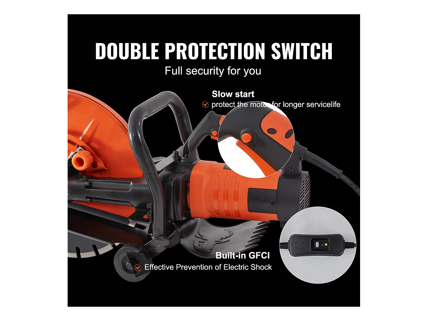 Scie à Béton Électrique SucceBuy 35.5Cm, Humide/Sec, avec Pompe à Eau et Lame