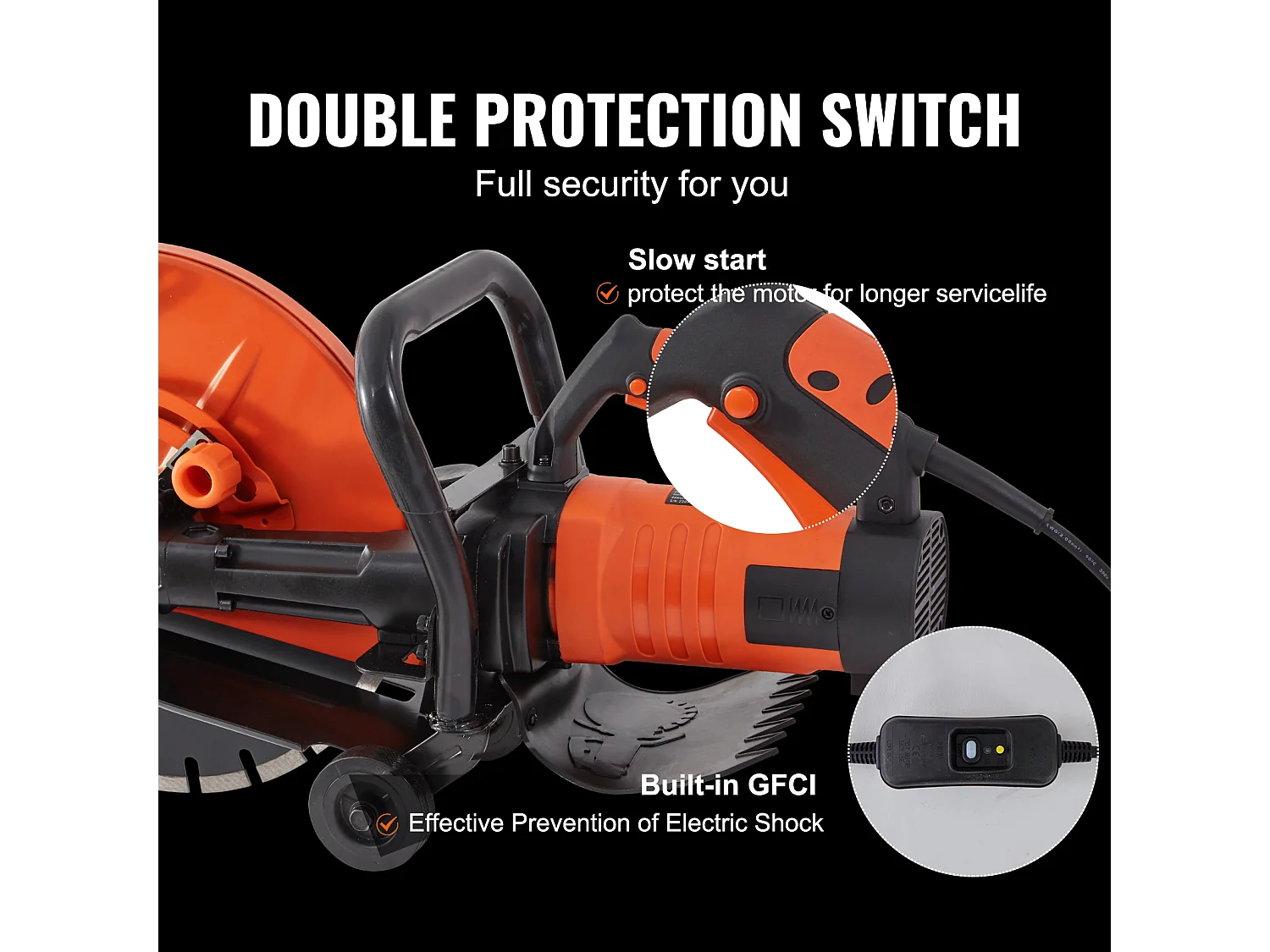 Scie à Béton Électrique SucceBuy 35.5Cm, Humide/Sec, avec Pompe à Eau et Lame