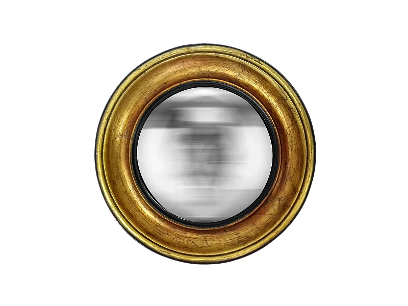 Miroir rond convexe patiné 26x26cm