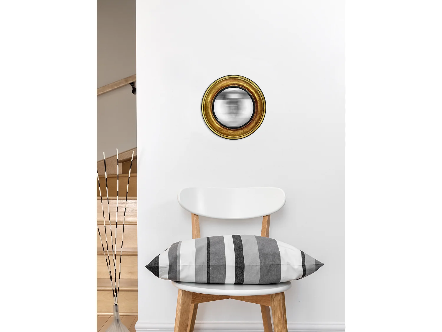 Miroir rond convexe patiné 26x26cm