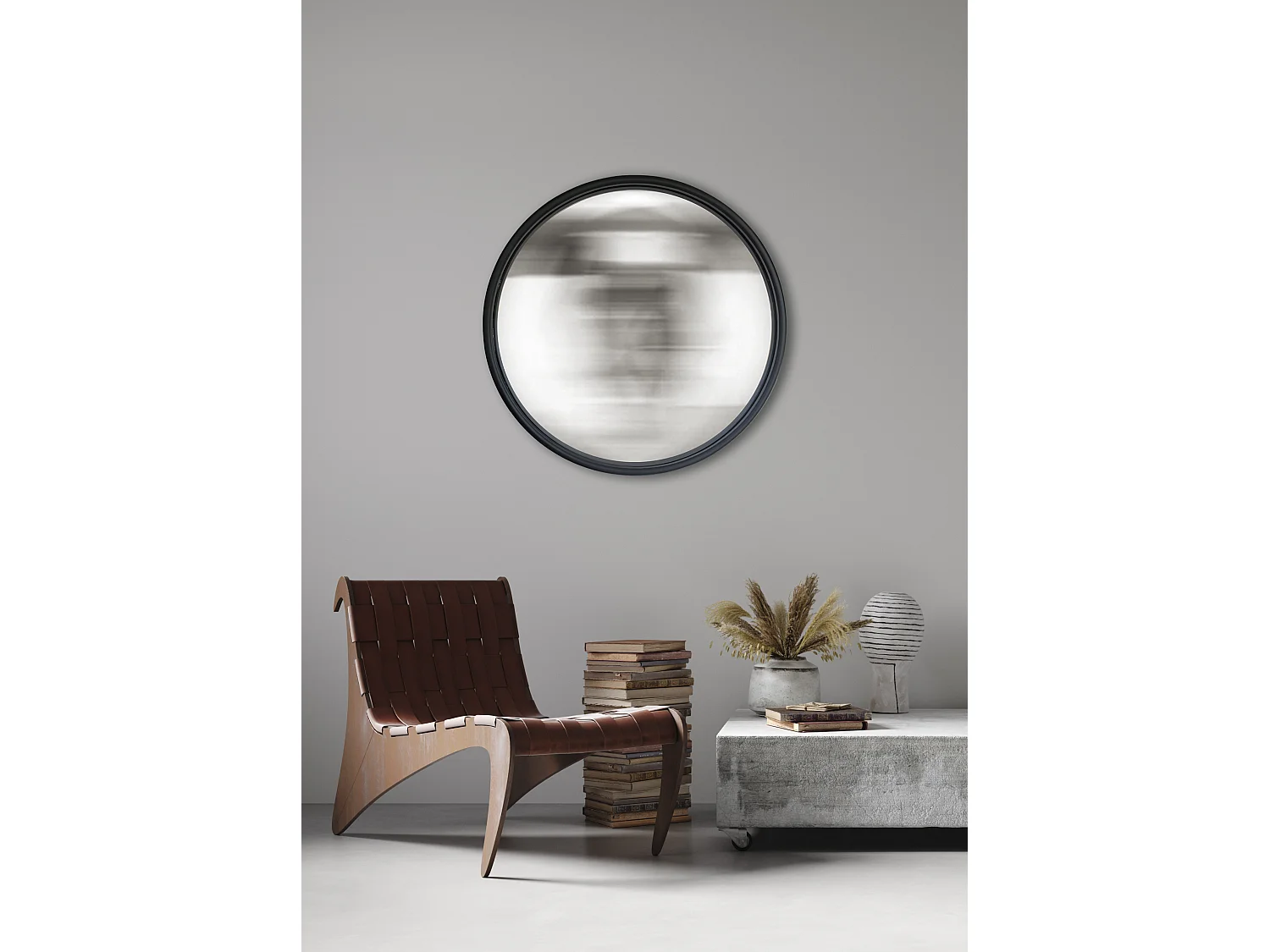Miroir rond convexe bords fins 60 cm Noir