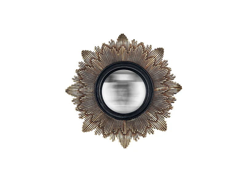 Miroir soleil convexe noir et doré 28cm